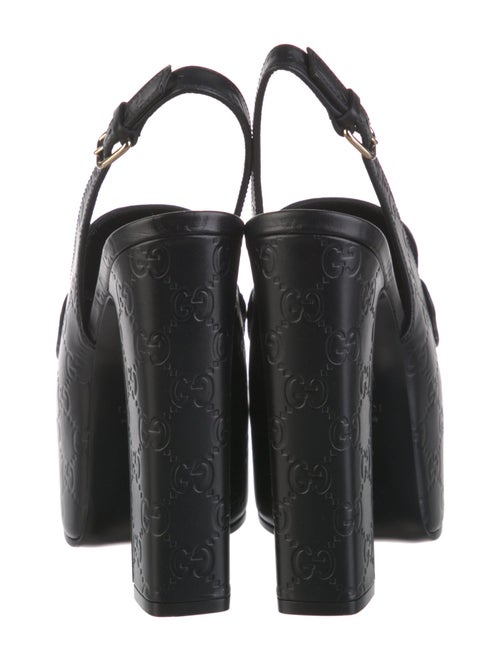 Gucci Horsebit Accent Embossed Leather Slingback Pumps