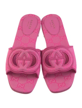 Gucci Interlocking G Logo Canvas Slides