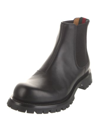 Gucci Web Accent Leather Chelsea Boots