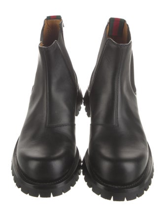 Gucci Web Accent Leather Chelsea Boots