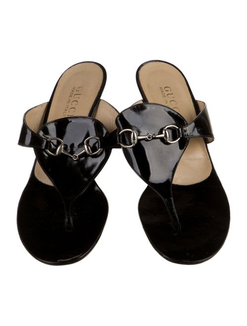 Gucci Horsebit Accent Patent Leather Slides
