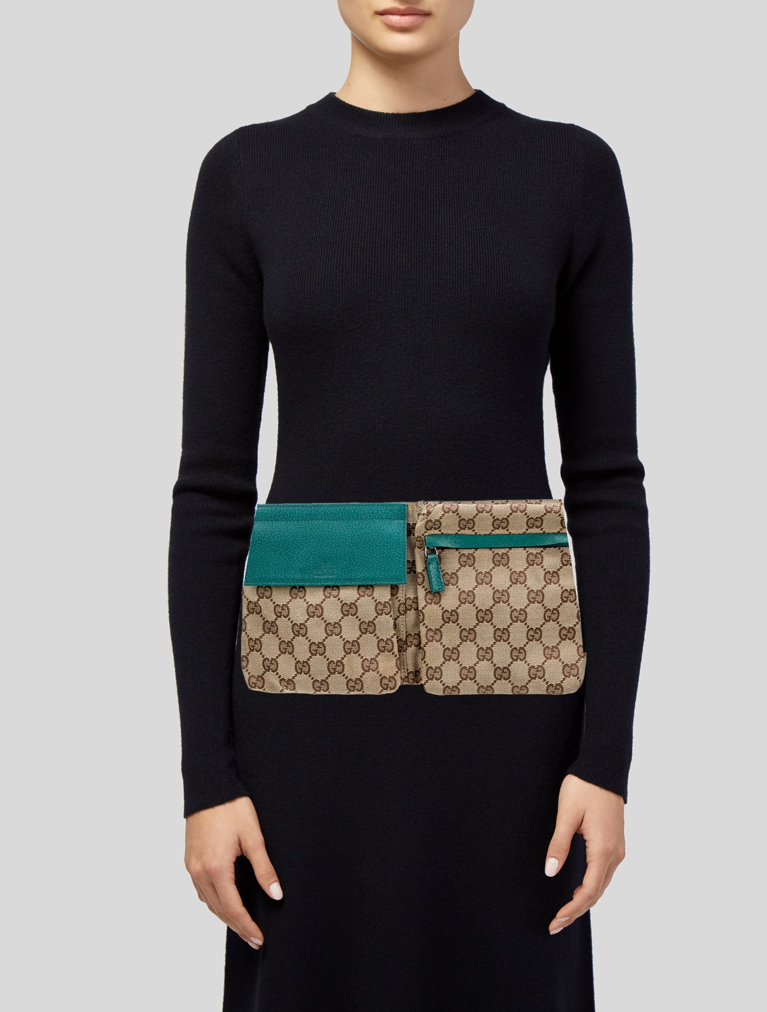 Gucci GG Canvas GG Monogram Web Double Pocket Belt Bag