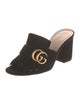 Gucci Double G Logo Suede Mules