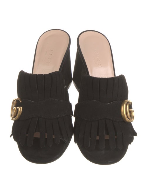 Gucci Double G Logo Suede Mules