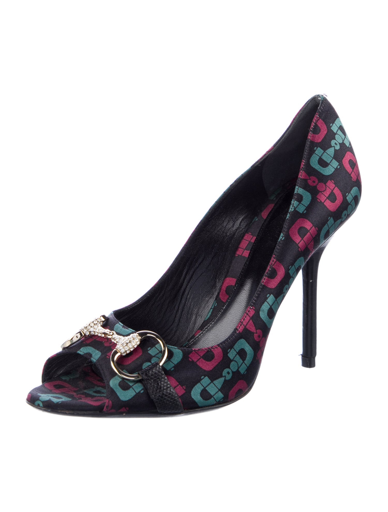 Gucci Horsebit Accent Satin Pumps