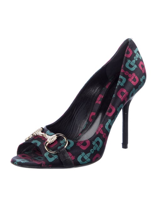 Gucci Horsebit Accent Satin Pumps