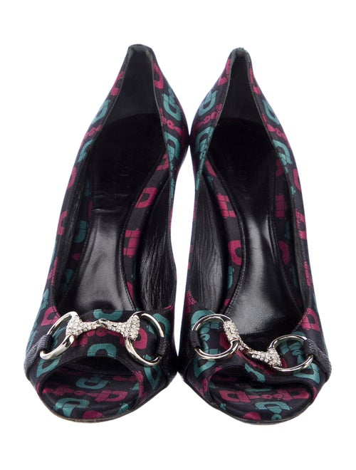 Gucci Horsebit Accent Satin Pumps