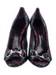 Gucci Horsebit Accent Satin Pumps