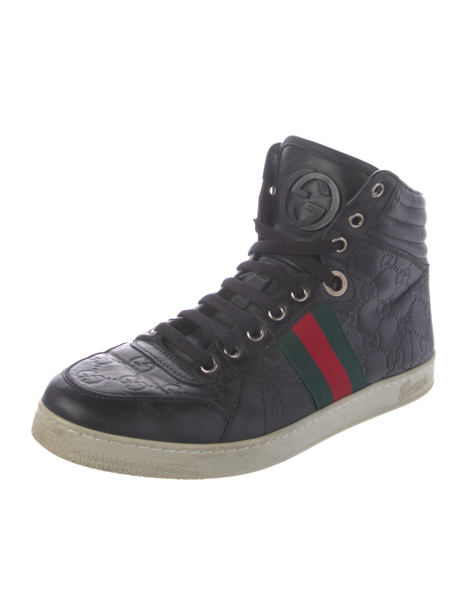 Gucci Web Accent Leather Sneakers