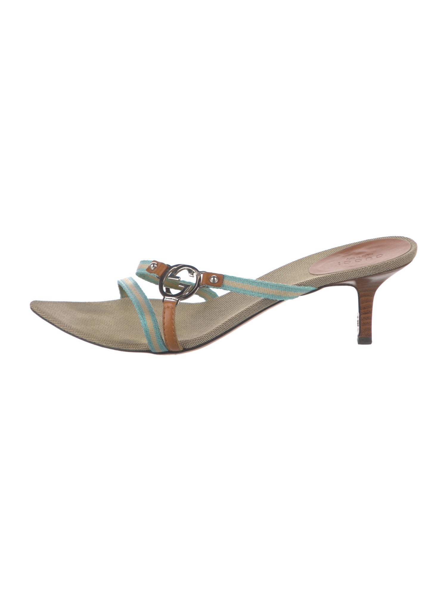 Gucci Double G Logo Canvas Slides