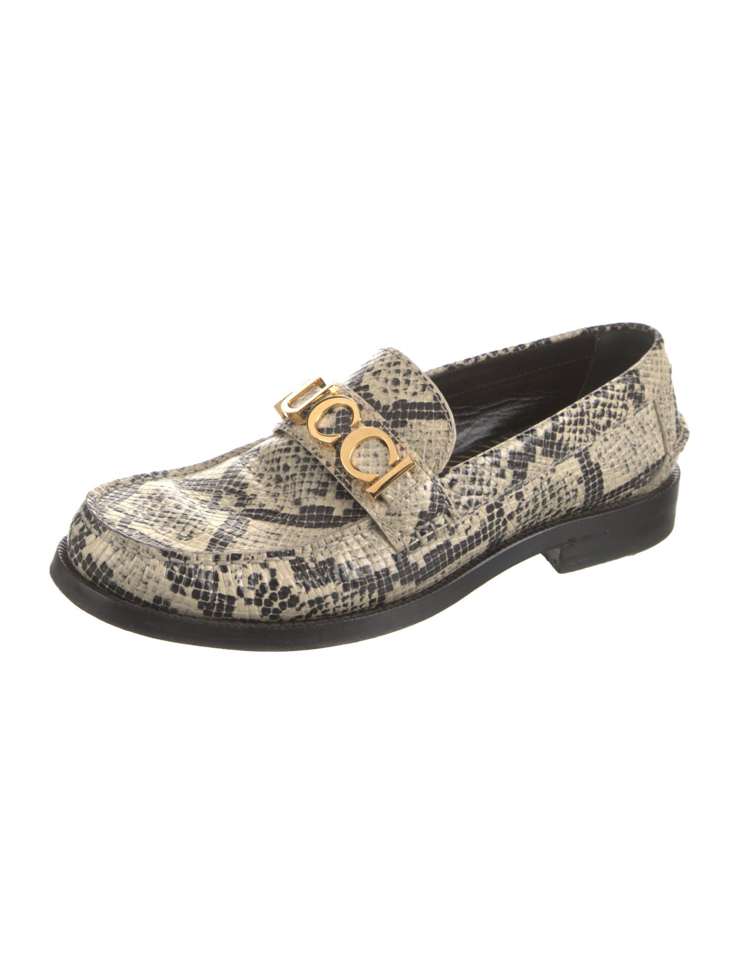 Gucci Web Accent Leather Loafers