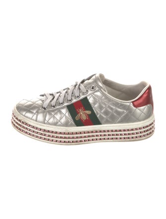 Gucci Web Accent Leather Sneakers