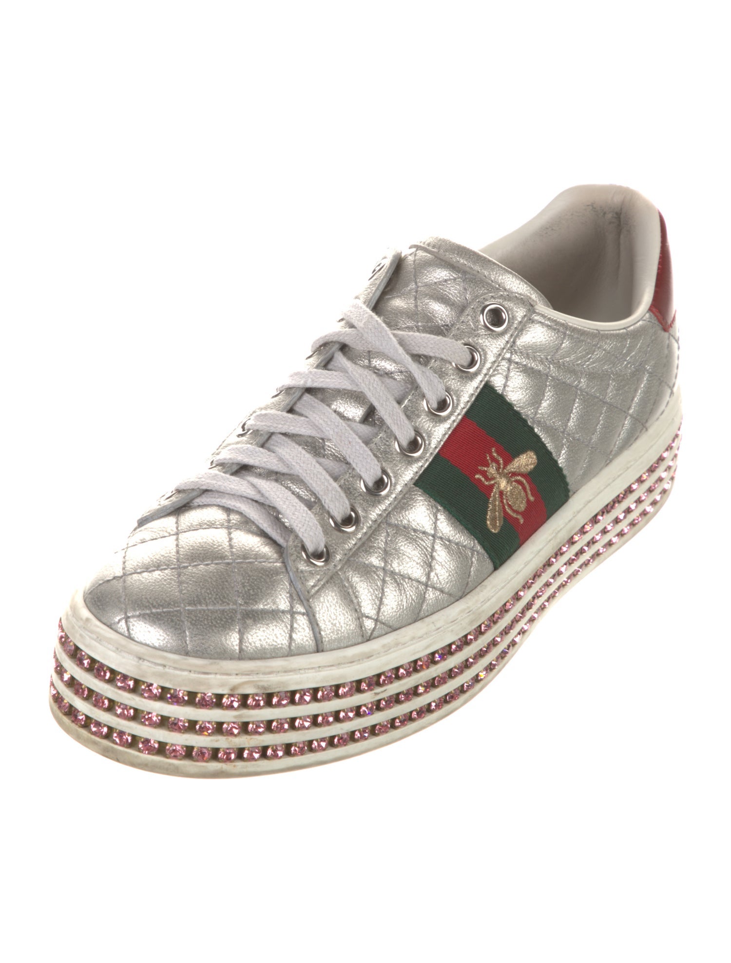 Gucci Web Accent Leather Sneakers