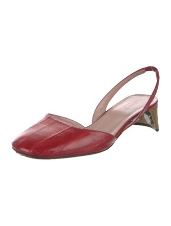 Gucci Leather Crystal Embellishments Slingback Pumps