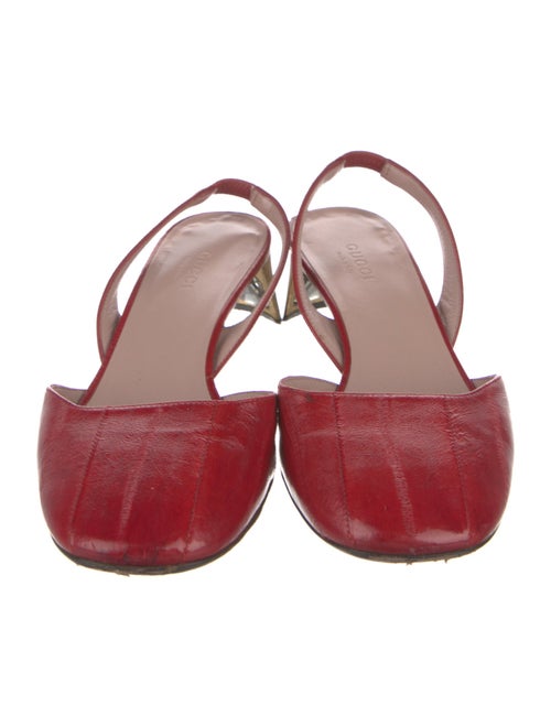 Gucci Leather Crystal Embellishments Slingback Pumps