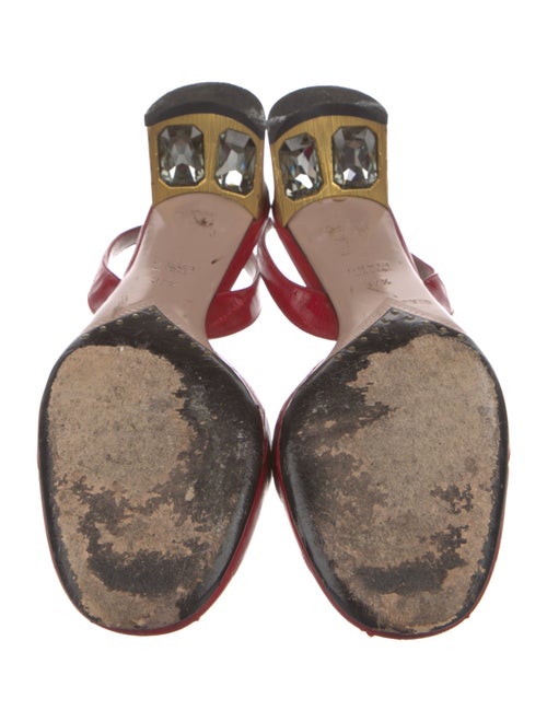 Gucci Leather Crystal Embellishments Slingback Pumps