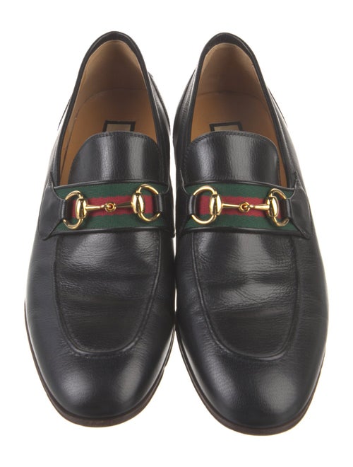 Gucci Web Accent Leather Loafers