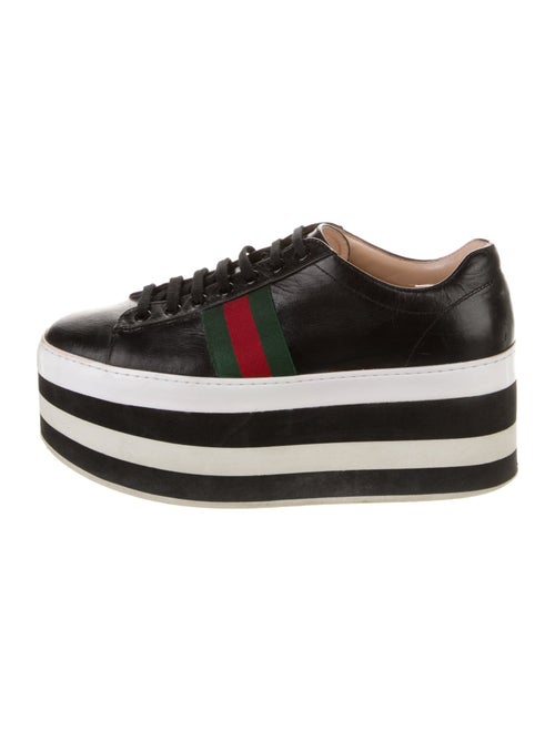 Gucci Web Accent Leather Wedge Sneakers
