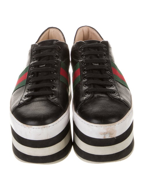 Gucci Web Accent Leather Wedge Sneakers
