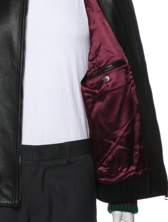 Gucci Web Accent Lamb Leather Bomber Jacket