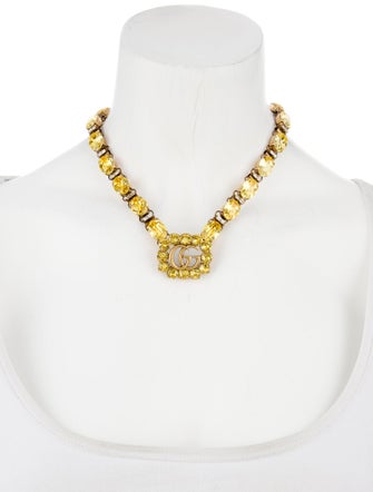 Gucci Double G Crystal Collar Necklace
