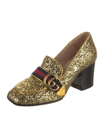 Gucci Double G Logo Glitter Pumps