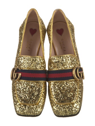Gucci Double G Logo Glitter Pumps