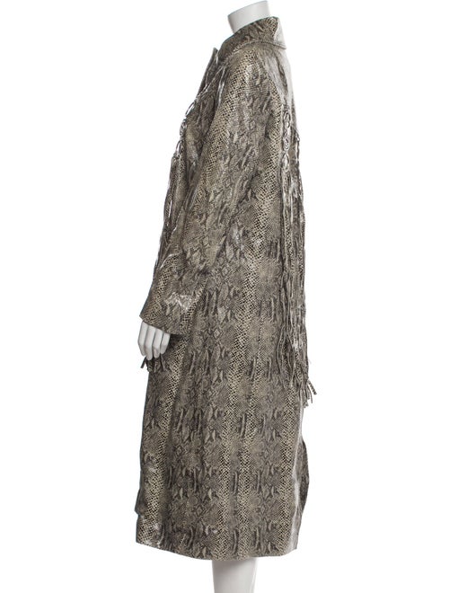 Gucci 2020 Gucci Fringe Trim Python Print Leather Coat Trench Coat