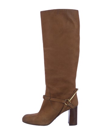 Gucci Horsebit Accent Leather Riding Boots