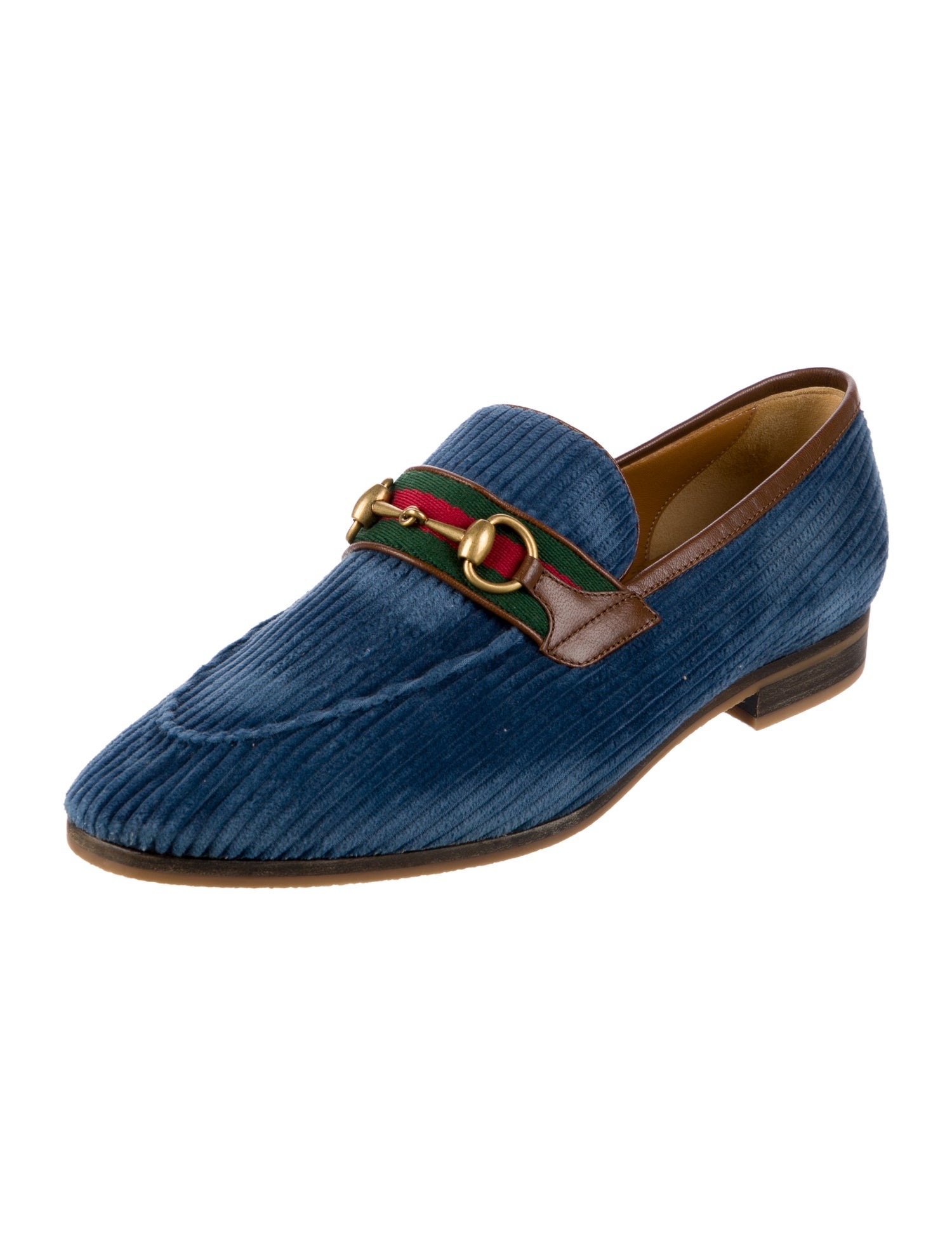Gucci Web Accent Leather Trim Embellishment Loafers