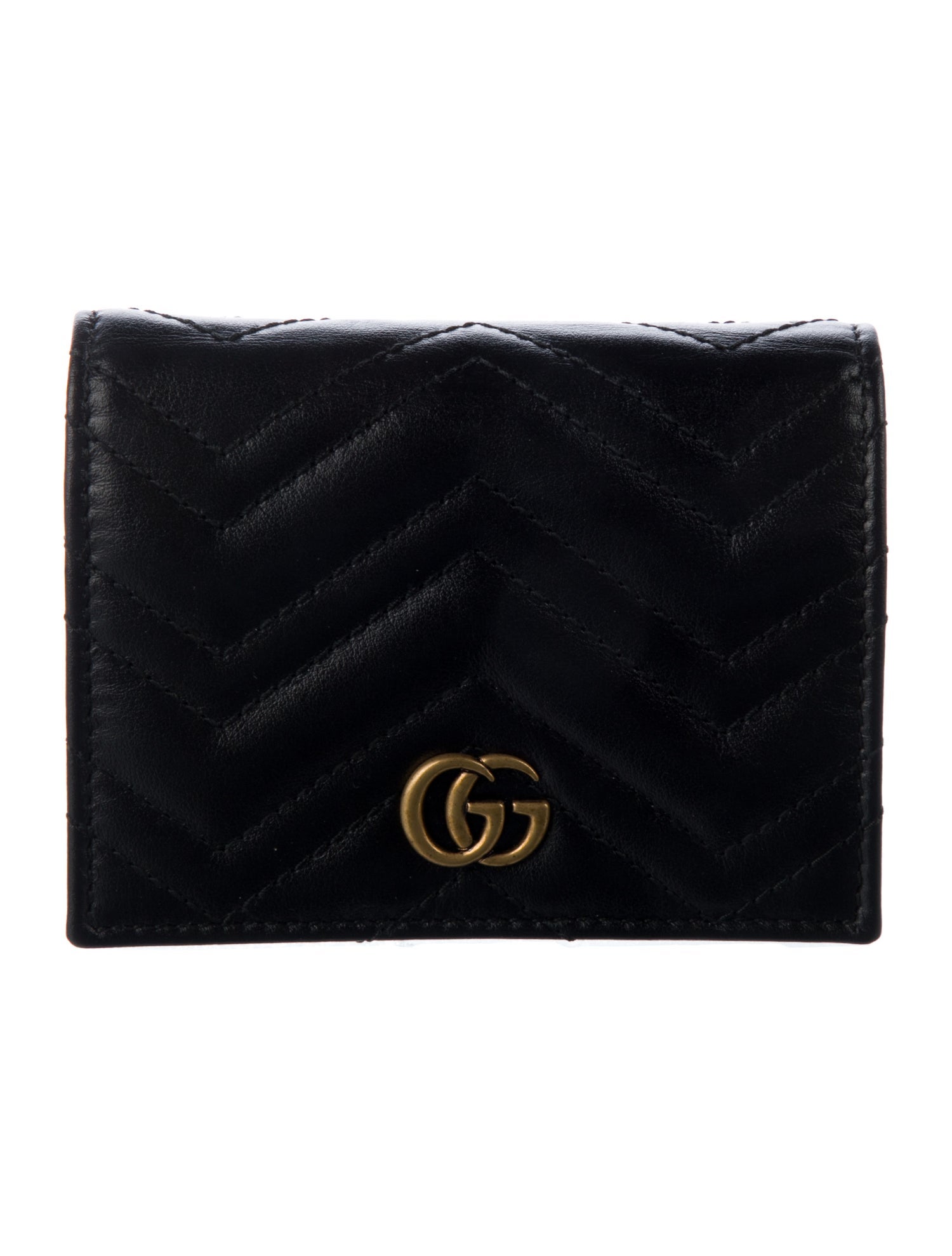 Gucci GG Marmont Card Case Leather Compact Double G Logo Wallet