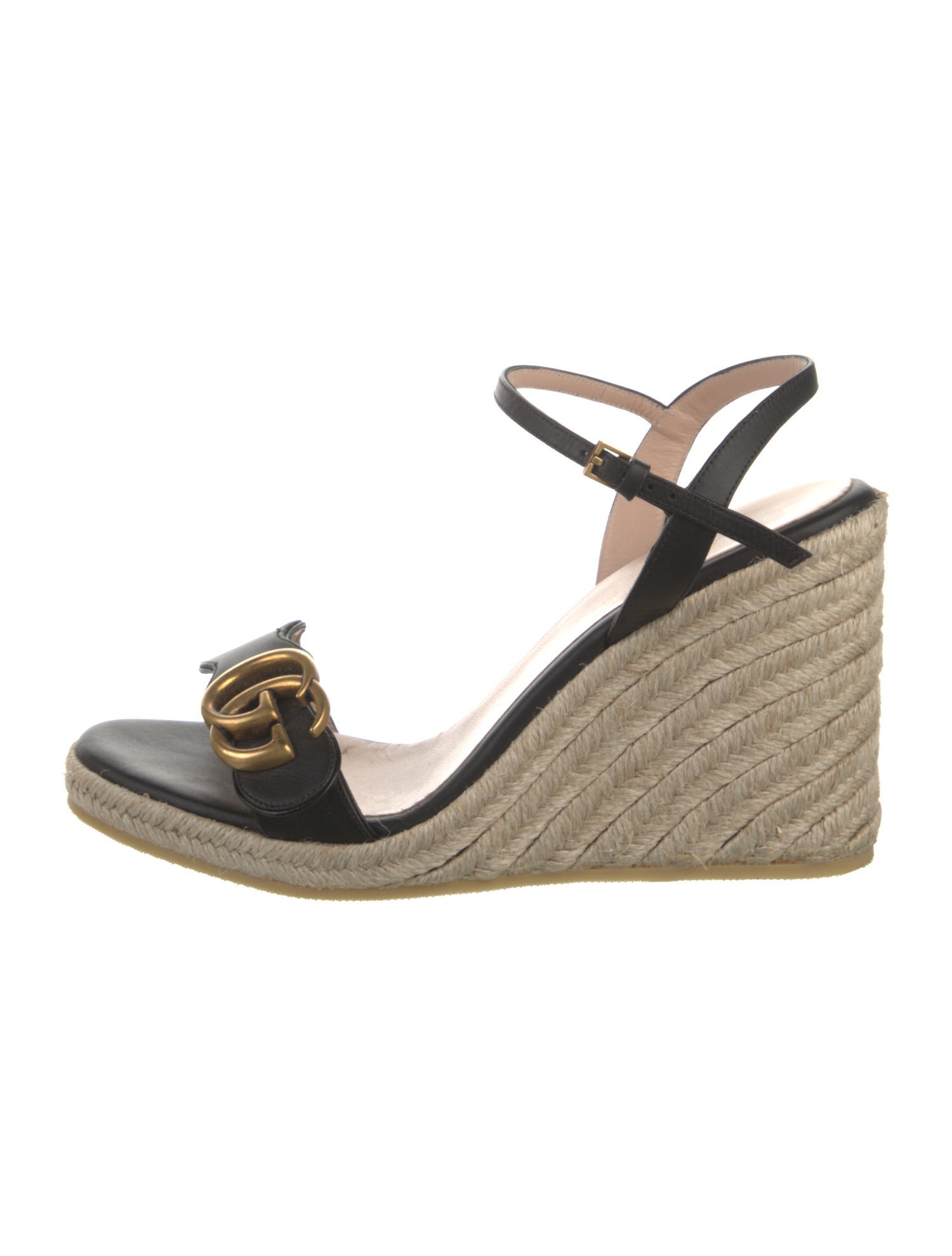 Gucci Double G Logo Leather Espadrilles