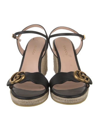 Gucci Double G Logo Leather Espadrilles