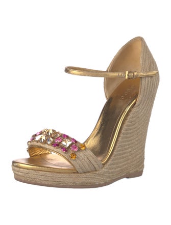 Gucci Jute Crystal Embellishments Espadrilles