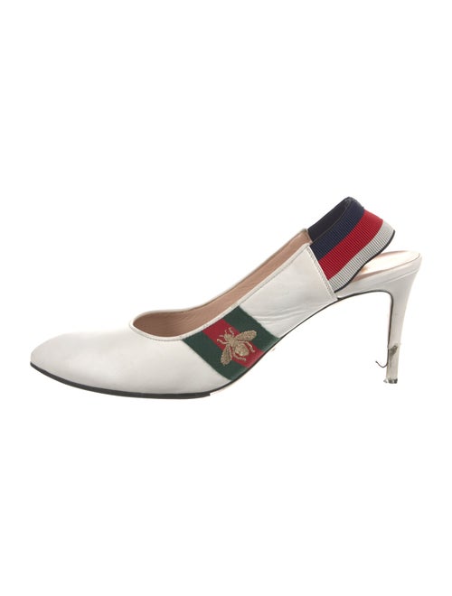 Gucci Web Accent Leather Slingback Pumps