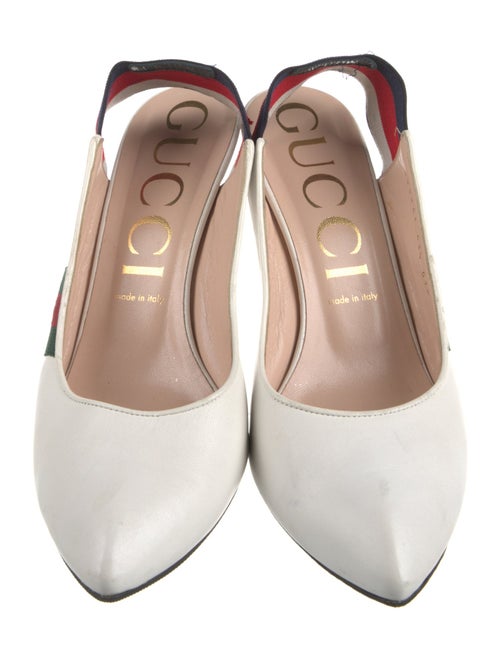 Gucci Web Accent Leather Slingback Pumps
