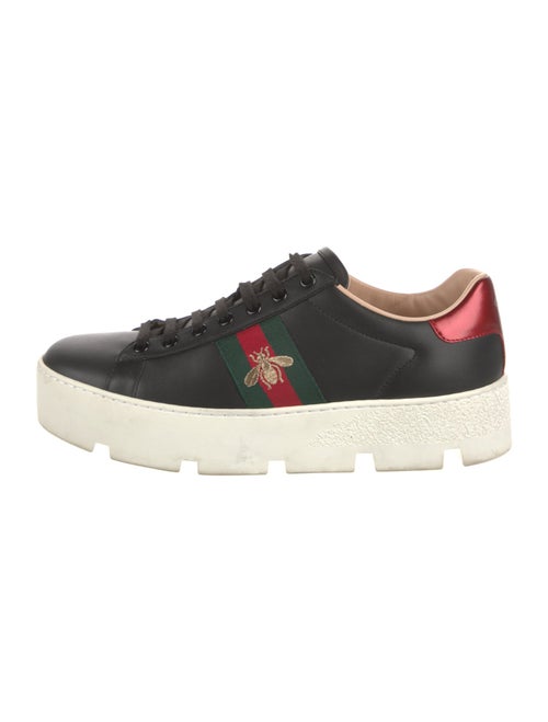 Gucci Web Accent Leather Sneakers