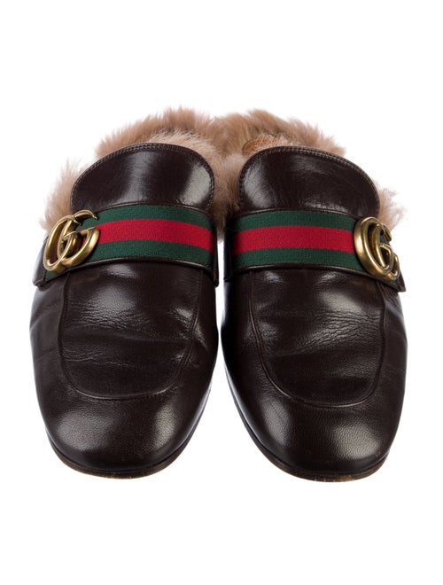 Gucci Web Accent Leather Slippers