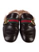 Gucci Web Accent Leather Slippers