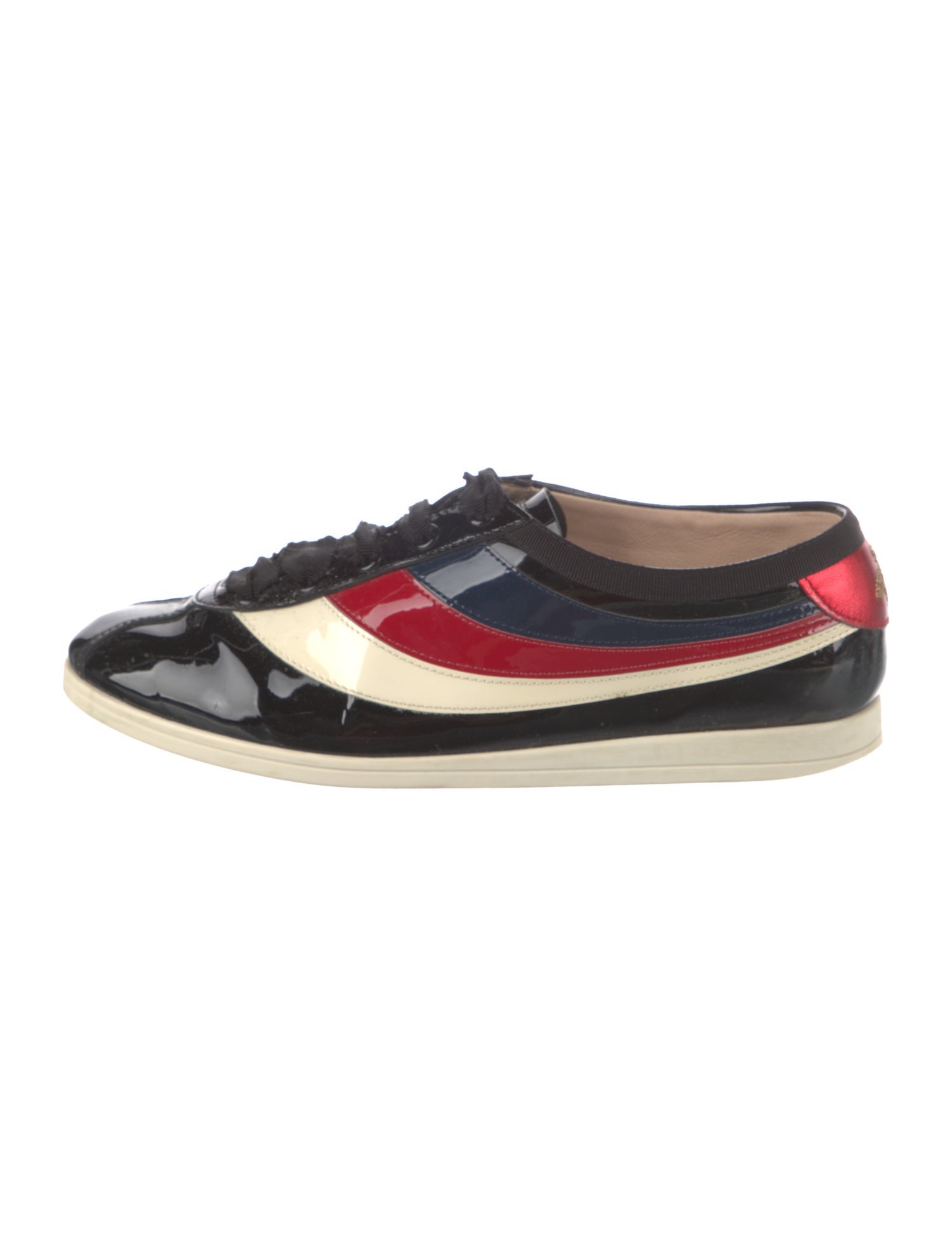 Gucci Sylvie Web Accent Patent Leather Sneakers