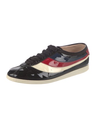 Gucci Sylvie Web Accent Patent Leather Sneakers