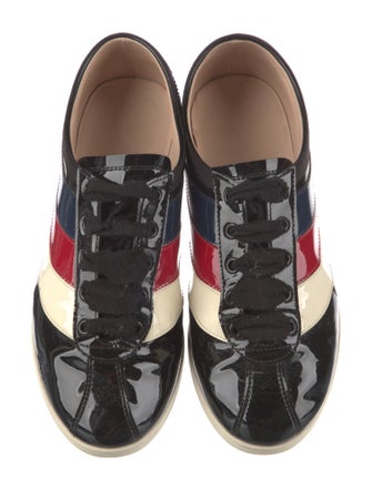 Gucci Sylvie Web Accent Patent Leather Sneakers