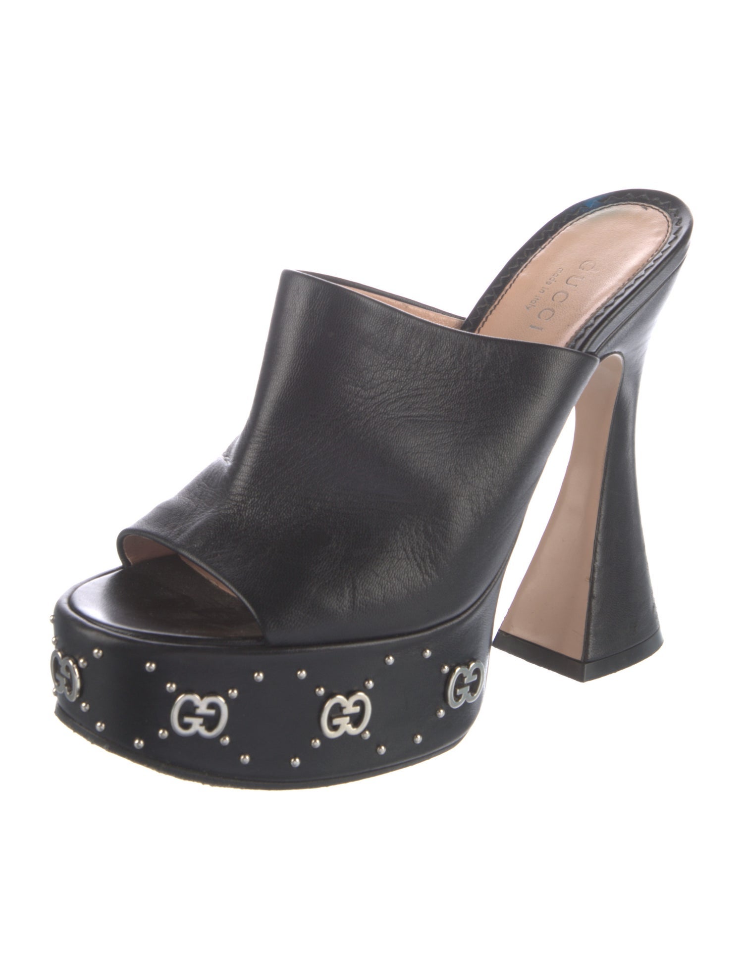 Gucci GG Logo Leather Slides