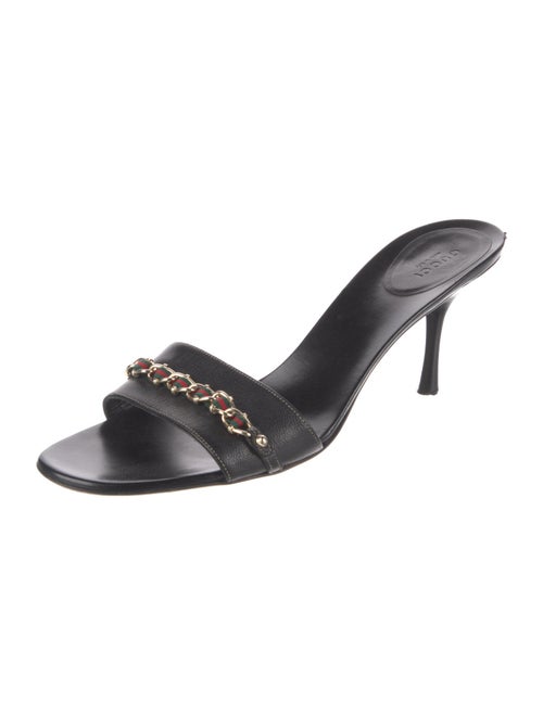 Gucci Web Accent Leather Slides