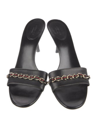 Gucci Web Accent Leather Slides