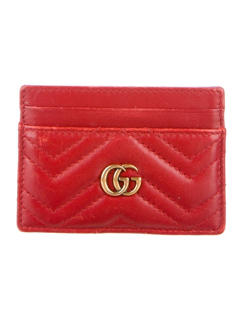 Gucci Matelasse GG Marmont Card Holder Double G Logo Compact Wallet