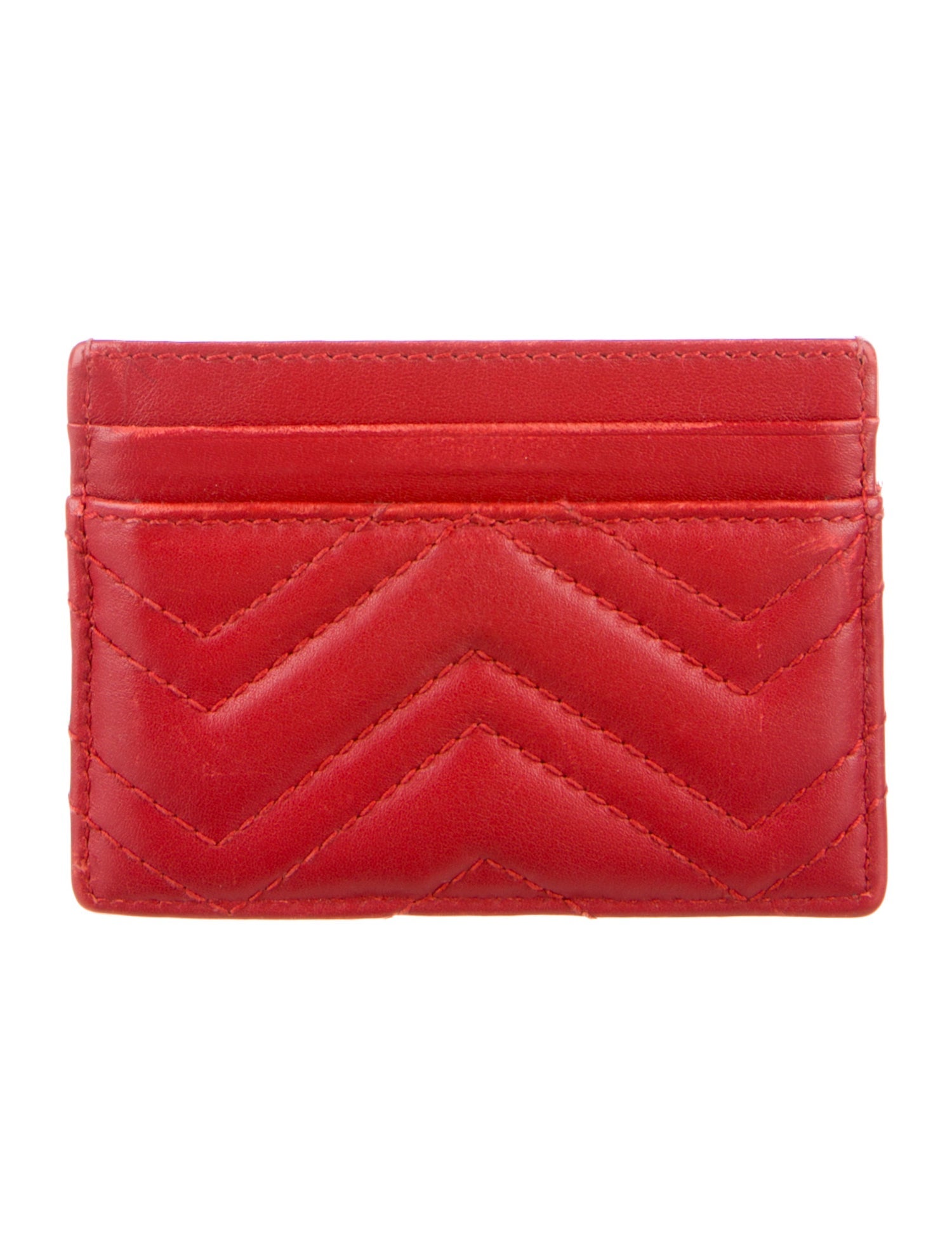 Gucci Matelasse GG Marmont Card Holder Double G Logo Compact Wallet