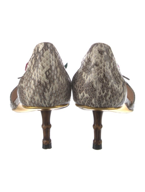 Gucci Interlocking G Logo Snakeskin Slingback Pumps