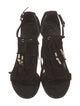 Gucci Suede Fringe Trim Accent T-Strap Sandals