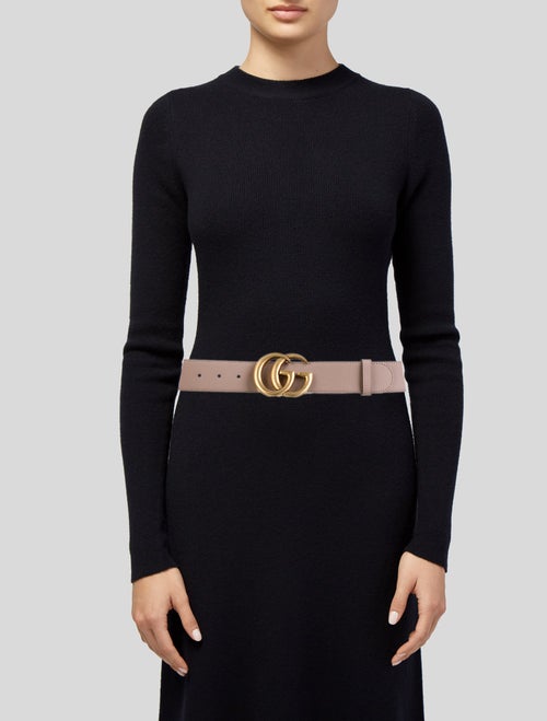 Gucci Double G Logo Leather Belt